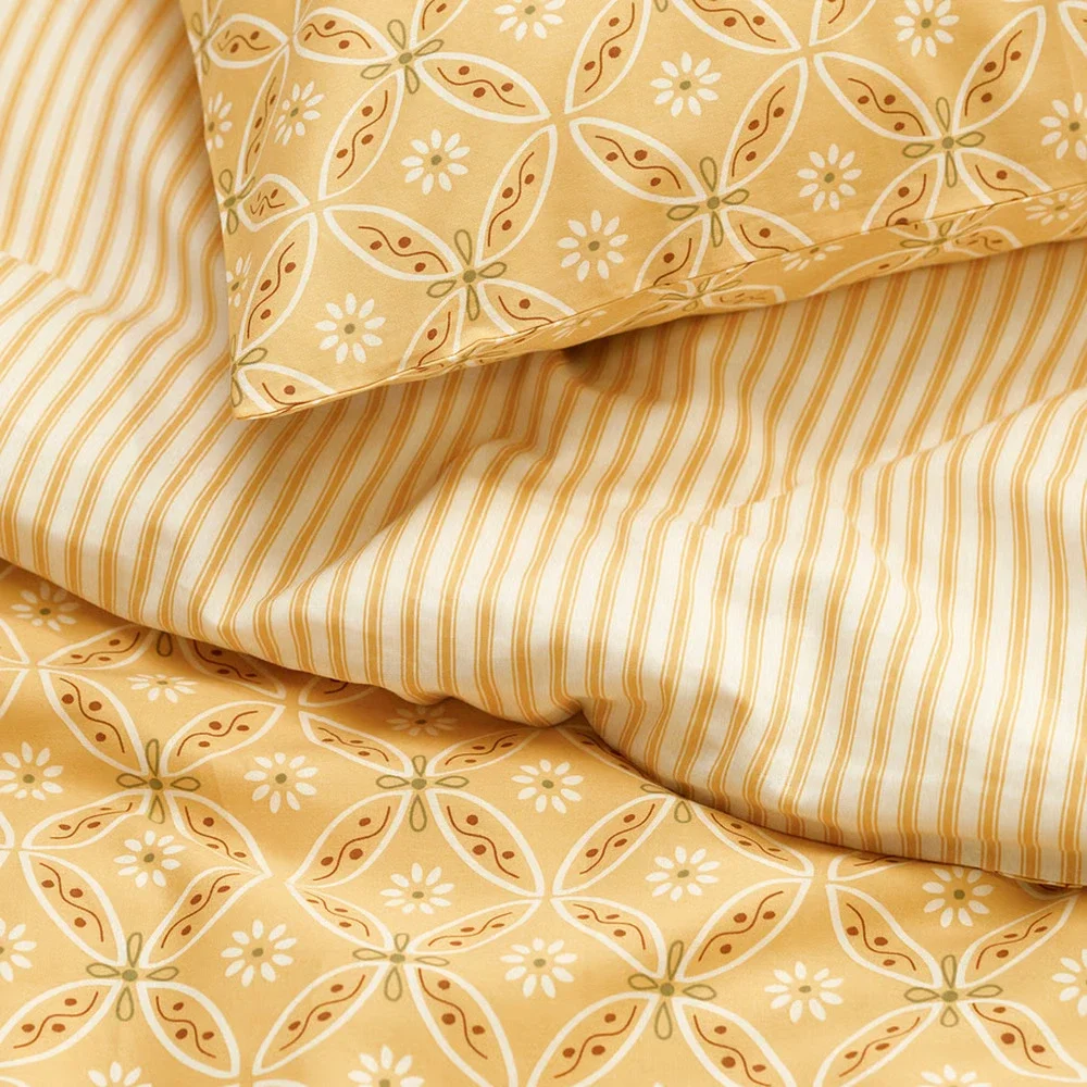 IKEA HAMNSENAP Full/Queen Duvet Cover Set Yellow Floral Reversible-NEW